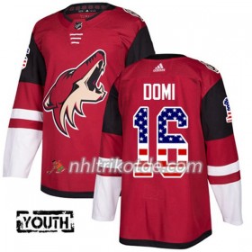 Arizona Coyotes Trikot Max Domi 16 Adidas 2017-2018 Rot USA Flag Fashion Authentic - Kinder
